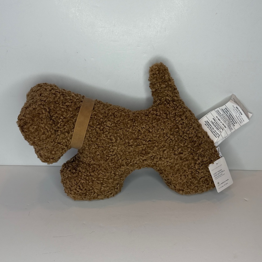 Pottery Barn cozy teddy dog with bell - Picture 3 of 9